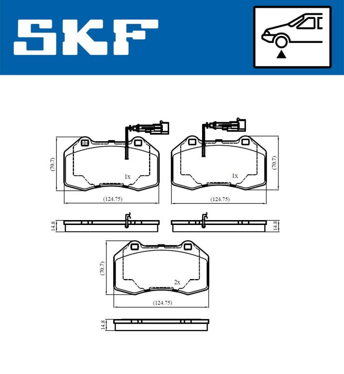 Jeu de 4 plaquettes de frein SKF ref. VKBP 80759 E
